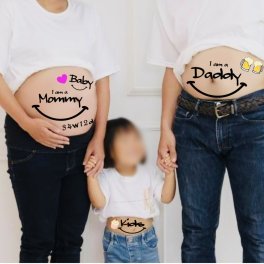 マタニティシール【送料無料】マタニティフォトシール マタニティペイントシール ベリーペイントシール welcome Baby タトゥーシール ボディシール ニコちゃん 数字付 かわいい