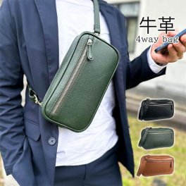 ショルダーバッグ ボディバッグ 牛革 レザー メンズ 4WAY 横 縦 カジュアル サステナブル おしゃれ かっこいい 人気 おすすめ 16466