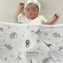 【お名前入り】 やわふわ ブランケット (YOUNG=ANIMAL) 出産祝い ベビー　キッズ　名入れ