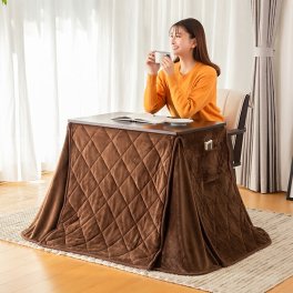 一人用こたつ こたつ本体＋布団＋肘付き回転椅子のセット 500W こたつ テーブル ハイタイプ こたつデスク 省スペース ソファーに合うこたつ 高齢者 椅子に座るこたつ こたつセット　送料無料