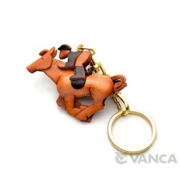 【手描き名入れ無料】本革製国内ハンドメイド　ホースライダー　キーホルダー【VANCA革物語】
