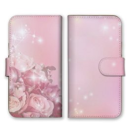 ＼全機種対応／ スマホケース 手帳型 スマホカバー 手帳タイプ スマートフォン ケース カバー 花 バラ ボタニカル キラキラ ピンク かわいい おしゃれ 人気 カードホルダー付き カード収納 合皮 合成レザー