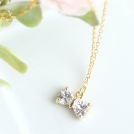 【キュービックジルコニアリボンネックレス☆日本製】パーティや結婚式にもお勧め♪華奢ネックレスが可愛い/レディース/プレゼント/誕生日/クリスマス/ウェディング/発表会/パーティー/2次会