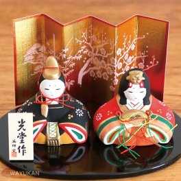 薬師窯 錦彩華みやび雛 2449 雛人形 コンパクト モダン ひな人形 おしゃれ 雛祭り かわいい おしゃれ 安価 玄関 マンション 縁起  出産祝 誕生日 プレゼント  伝統工芸・陶器の和遊感
