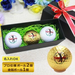 ＜即日対応可＞ 父の日 名入れ ゴルフボール 金箔 【プロ仕様 名入れゴルフボール 2個＆金沢金箔 ゴルフボール 1個】 還暦 古希 喜寿 傘寿 米寿 ゴルフグッズ オリジナル 男性 女性 プレゼント 誕生日 ホールインワン 母の日 石川県 金沢 ゴルフ用品 記念品 30代 40代 50代 60代 70代 80代