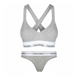 カルバンクライン Calvin Klein(CK) ブラジャー Tバック ショーツ セット スポーツ ジム 筋トレ 運動 無地 下着 QF1654+F3786 020 レディース グレーヘザー