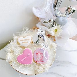  【選べる9色】アイシングクッキー2枚セット୨୧《プリントクッキー＋ハートプレートクッキー》【お好きな写真で】【プレゼント】【写真クッキー】【アイシングクッキー】【ギフトラッピング済】
