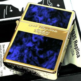 ZIPPO ライター 1935復刻モデル 大理石 Goldline Marble ジッポ ゴールドライン おしゃれ ブルー 金タンク 限定シリアルナンバー入り メンズ かっこいい 男性 ギフト プレゼント