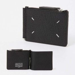 メゾン マルジェラ MAISON MARGIELA SA1UI0022 P4455 二つ折り財布 メンズ 財布 ミニ財布 小銭入れ レザー マネークリップ 本革 ウォレット スリム ロゴ 4ステッチ プレゼント コンパクト ギフト ブランド お祝い 記念 WALLET SLIM 2 PINCER ブラック