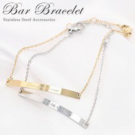 【名入れ無料】刻印ブレスレットシンプル ステンレス 2カラー ゴールド シルバー 名入れ 刻印無料 ブレスレット 刻印可能 レディースブレスレット ブレスレット刻印 名入れ KIZAMIYA【名入れ工房 きざみ屋】
