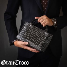 クロコダイル ミニトートバッグ メンズ 日本製 本革 ショルダー 2WAY ホワイト ベージュ グリーン ネイビー ブルー ブラック シルバー 紳士 手提げ 肩掛け 斜め掛け 国産 JRA 小さい ギフト プレゼント 4FA (06001482-mens-1r)