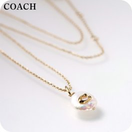 コーチ ネックレス レディース ブランド COACH ペンダント ロゴ 440611 GLD 107 ゴールド ホワイト アクセサリー