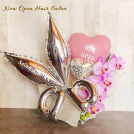 【送料無料】バルーンギフト 胡蝶蘭 美容室 美容院 開店祝い 床屋 理容室 オープン バルーンフラワー ヘアーサロン オープン 髪 トリミング トリマー 可愛い サプライズ サロン パーティー 祝い花 はさみ バルーンアレンジ 卓上 名入れ フラワーギフト