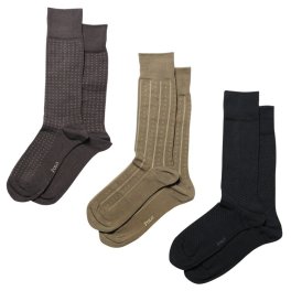 ポロラルフローレン：ASSORTED PATTERNS COTTON ソックス 3PK (ブラウンアソート)[ソックス/ 男性下着/ メンズインナー/人気ブランド/おすすめギフト/誕生日プレゼント/メンズファッション]