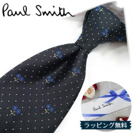 ポールスミス ネクタイ Paul Smith PS51 花 ブラック/ブルー 8cm幅 【ポールスミスネクタイ・ブランドネクタイ・ネクタイブランド・ブランドギフト・プレゼント・バースデー】【20代・30代・40代・おしゃれ】