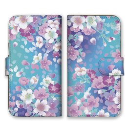 ＼全機種対応／ スマホケース 手帳型 スマホカバー 手帳タイプ スマートフォン ケース カバー 花柄 桜 梅 和風 かわいい おしゃれ ブルー パステル 人気 カードホルダー付き カード収納 合皮 合成レザー