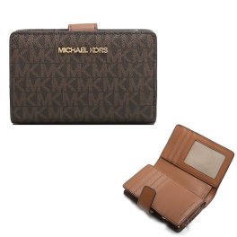 マイケルコース MICHAEL KORS 二つ折り財布 折り畳み JET SET TRAVEL BIFLD ZIP COIN WLLET 35F8GTVF2B-BROWN レディース ブラウン