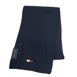 トミーヒルフィガー TOMMY HILFIGER マフラー H8C83203 KNIT LOGO SCARF ロゴ刺繍 ニット ロング スカーフ 411 NAVY  紺 ネイビー