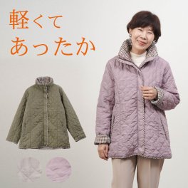 シニアファッション レディース 80代 70代 60代 90代 秋冬 あったか 防寒 軽量 中綿キルト スタンド襟コート おばあちゃん 服 誕生日 プレゼント 婦人服 アウター 女性 ハイミセス ミセス 祖母 お年寄り 老人 高齢者（cau-fo3-36954）