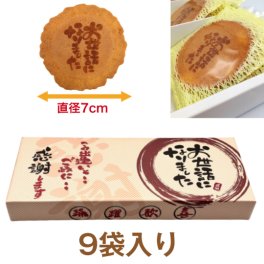 ＜即日対応可＞ メッセージ（お世話になりました）刻印せんべい／2枚入り×9袋【熨斗対応可】贈り物 退職 お菓子 母の日 父の日 お中元 お歳暮 退社 挨拶 感謝 お礼 引っ越し 個包装 大量 プチギフト ギフト 結婚式 転職 異動 卒業 配布  