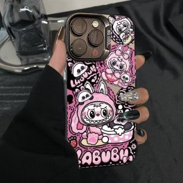 ラブブ スマホケース iPhoneケース かわいい 立体パーツ付き カートゥーン風 ソフトケース 落下防止 耐衝撃 多機種対応 キャラクター風 デコケース ガーリー スマホアクセサリー プレゼント labubu 15 16 14 13 12 11