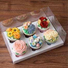 カップケーキ　マフィン  花A 6種類　花デザイン スイーツ お菓子 洋菓子 ギフト プレゼント 母の日 バレンタイン クリスマス 敬老の日 お礼 冷凍