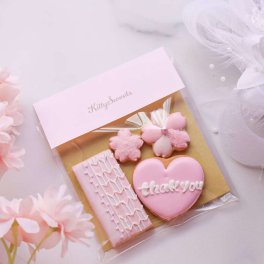 【名入れ】ピンク和柄アイシングクッキー4枚 春　桜　入学　卒業