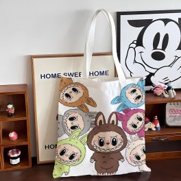 ラブブ バッグ レディース トートバッグ キャンバストートバッグ 推し活グッズ 大きい トートバッグ 通勤バッグ 大容量 A4 お買い物バッグ かわいい labubu