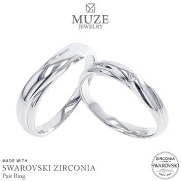 スワロフスキージルコニア使用 ペアリング   結婚指輪 MUZE JEWELRY マリッジリング 指輪 プラチナ仕上げ カップル リング ペア プラチナ仕上げ SV925 made in japan