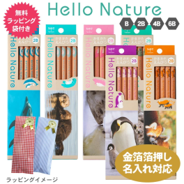 名入れ トンボ鉛筆 ハローネイチャー 鉛筆 かきかたえんぴつ 1ダース 12本 ラッピングセット 六角軸 硬度 B 2B 4B 6B 鉛筆 送料無料