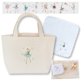 バレエ 刺繍入りハンカチ ミニトートバッグ 2点セット ブラボーセット【J】 バレエヒロイン柄 バレエ発表会 ギフト 今治タオル プレゼント お返し バレエギフト バレエプレゼント エコバッグ ランチバッグ 雑貨 名入れ