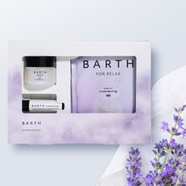【化粧箱入り】BARTH リップクリーム 重炭酸入浴剤 ボディスクラブ ラベンダー Special Body & Lip Care Set（ 無着色 リラックスグッズ いやしグッズ 温浴美肌 ギフト プチギフト 女性 男性 プレゼント 記念日 おしゃれ 内祝い お祝い お礼 結婚 出産 誕生日 新生活 クリスマス 実用的）