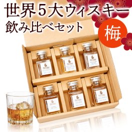 【飲み比べ6本】ウイスキー ミニボトル 王道 梅 ギフト セット お中元 世界５大ウィスキー ハイボール 詰め合わせ のし 名入れ ギフト 誕生日 内祝 御礼 小瓶50ml