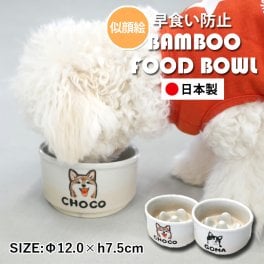 【送料無料】 似顔絵 名入れ 手描き ゆるかわ 名前が入る 早食い防止 Bamboo フードボウル 最速 pet134 | フードボウル 斜め 早食い防止フードボウル 犬 猫 ペット 食器 陶器 日本製 おしゃれ 餌入れ 餌皿 水飲み 給水器 皿 犬用 猫用 食器 小型犬 超小型犬 食べやすい