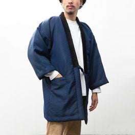綿入れはんてん 男性用 長寿象徴の縁起が良い亀甲柄 大判(LL)サイズ 半纏 袢纏 半天 どてら ちゃんちゃんこ 丹前 メンズ 防寒 ギフト プレゼント 日本製 久留米産