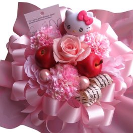 キティ 花束風 ギフト ラテ プリザーブドフラワー ケース付き キティ プレゼント・記念日の贈り物におすすめのフラワーギフト