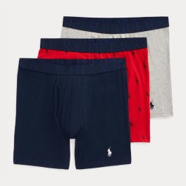 ポロラルフローレン：CLASSIC FIT STRETCH ボクサーブリーフ 3PK (クルーズネイビー/RL2000レッド/アンドーバーヘザー)[ボクサーパンツ/ 男性下着/ メンズインナー/人気ブランド/おすすめギフト/誕生日プレゼント/メンズファッション]
