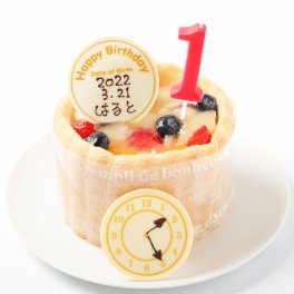 一歳 誕生日 お祝い ファースト バースデーケーキ Birth time付 き 3号 豆乳クリーム １歳 ファ ースト バースデーケーキ 赤ちゃ ん 乳幼児 内祝い １才 ２才 1人分 スマッシュケーキ 