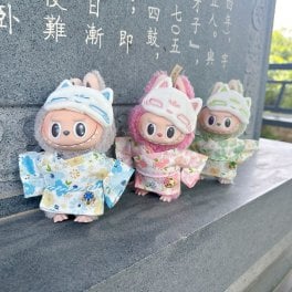 LABUBU 着物 17cm ラブブ 和服 コスチューム ぬいぐるみ 浴衣セット ぬい服 夏 コーデ ぬい用狐面 17cm 17cmぬい 着せ替え ぬい撮り 和風 ラブブ 着せ替え小物 ぬいぐるみは別売り