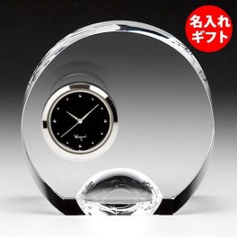 【名入れ】カガミクリスタル クロック 時計 Q425 ( ネーム メッセージ 名前入り ) 法人 記念品 創立記念 周年記念 竣工 表彰 還暦 退職祝い オリジナルギフト  ガラス 彫刻