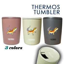【新商品】 ヒョウモントカゲモドキ サーモス 蓋つき タンブラー 300ml 保温 保冷 ステンレス マグカップ ふた スライド ワンタッチ 真空 断熱 二重構造 オリジナル レオパードゲッコー レオパ トカゲ ヤモリ
