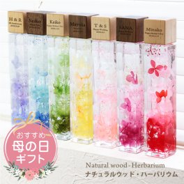 【名入れ】 ハーバリウム 名前 ギフト おしゃれ 完成品 プリザーブドフラワー ドライフラワー 植物 植物標本 木 花 かすみそう あじさい お花女性 お母さん おばあちゃん 誕生日 ホワイトデー 20代 30代 40代 50代《 ナチュラルウッド ハーバリウム 》 翌営業日出荷