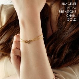 イニシャル チェーン ブレスレット ゴールドカラー カップルでペアやプレゼントに最適 誕生石 メンズ レディース Alavel ブランド alavel エラベル APZ8005-GD 刻印 名入れ 可 恋人 デート  記念 推し活 大人 秋 冬 クリスマス