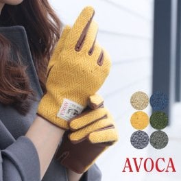 AVOCA ツイード 手袋 グローブ レディース ヘリンボーン ラム革 スマホ対応 ボア【ネコポスで送料無料】スマートフォン 防寒 秋 冬 母 女性 プレゼント ギフト【名入れ 可能】 (04000099r) クリスマス 母の日 定年退職 バレンタイン 成人祝い