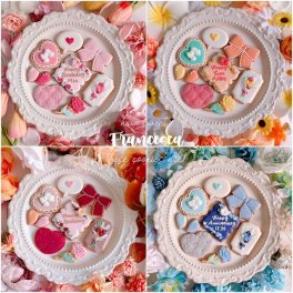 【名入れ】FLOWER RIBBON アイシングクッキーセット　誕生日　記念日　内祝い　ギフト　プレゼント　推し活　プチギフト　彼氏　彼女　父　母　かわいい　おしゃれ　人気　数字　アルファベット　文字入れ　メッセージ　セミオーダー　オリジナル　花　リボン　春 夏 秋 冬