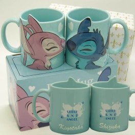 【数量限定特販】名入れディズニー スティッチ＆エンジェル LOVEマグカップ立体、送料無料(沖縄・離島除く)、結婚祝い、結婚記念、 誕生日ギフト、母の日、父の日、敬老の日ギフトに、名入れは迫力満点のサンドブラスト彫刻 金色着色【RCP】