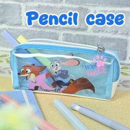 筆箱 ズートピア DISNEY ボックスペンケース ペンポーチ キャラペンケース キャラクター マチ広 クリア クリアペンケース クリアポーチ ファスナー チャーム付き おしゃれ 小学生 中学生 女子中学生 女子高校生 低学年 高学年 学校 学生 塾 仕事 文房具 ペンケース<br>