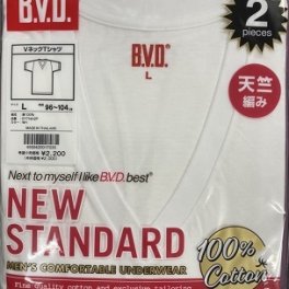【B.V.D.】BVD 天竺編みV首半袖 サイズ＝Ｍ・Ｌ・ＬＬの3サイズ 綿ー100％