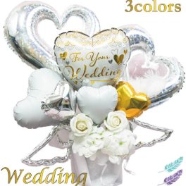 結婚式 バルーン 祝電 バルーンギフト ウェディング バルーン電報 ソープフラワーアレンジメント　お祝い ギフト 七五三 名入れ プレゼント 卓上  フラワーギフト バルーンフラワー   光触媒 送料無料 風船 数字 七五三 wed1204
