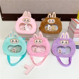 ラブブ レディース ショルダーバッグ ぬいぐるみ付き 斜め掛け 可愛い 肩掛け お出かけ 透明 インス映え メッセンジャーバッグ おしゃれ かわいい labubu